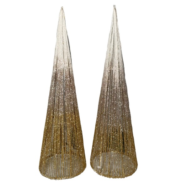 🎄 2x Holiday Home 18” Christmas Tree Cone LED Gold - Picture 3 of 13